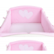 Conjunto de cama bebé  5 elementos coração rosa bolas pequenas 